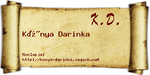 Kónya Darinka névjegykártya